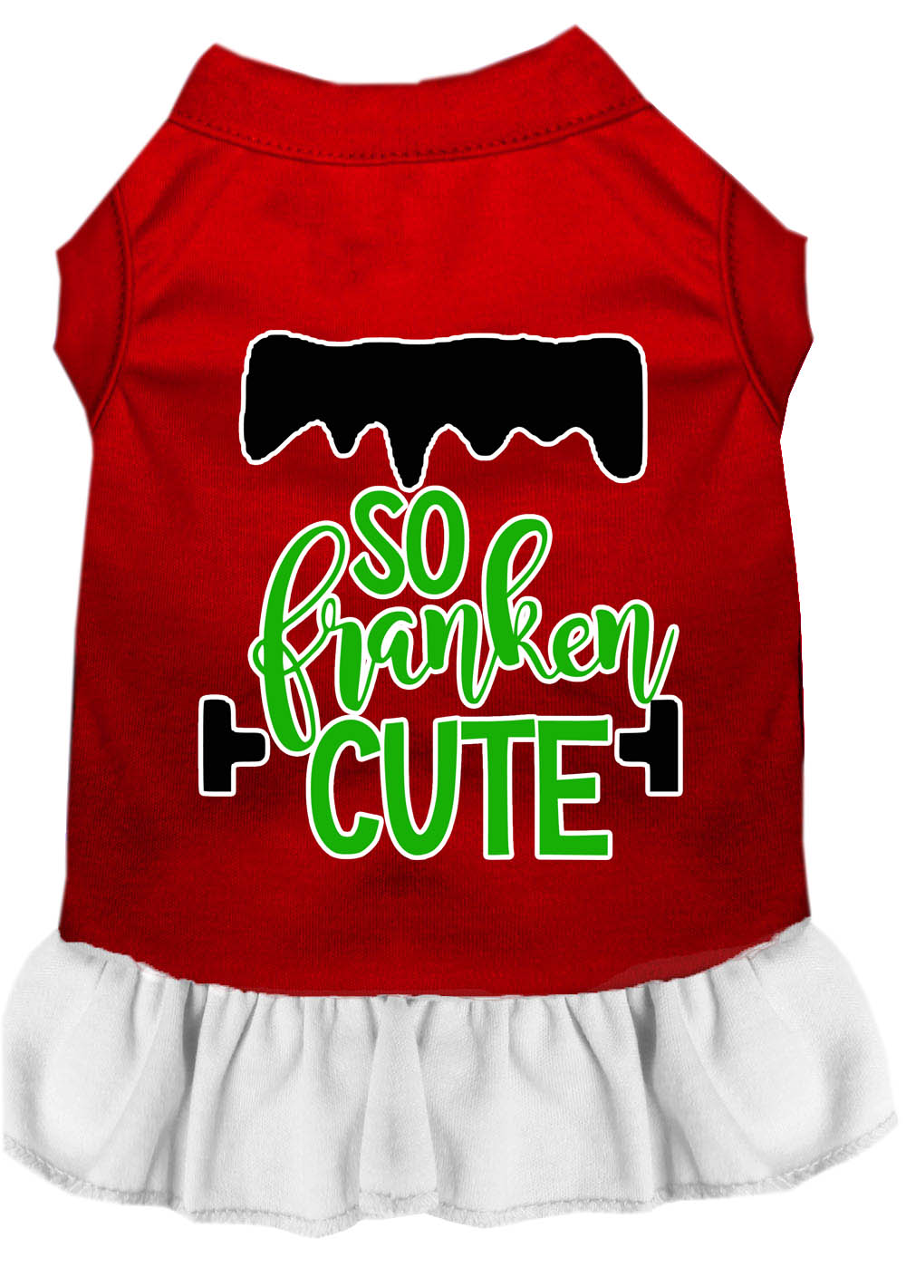 So Franken Cute Screen Print Dog Dress Red with White XL